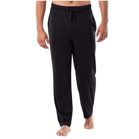 XPMWRP Men's Pajama Pants Modern Fit Wide Leg Solid Casual Pants Lightweight Breathable Elastic Waist Drawstring Pants Black S