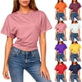 thumbnail image 1 of XPMWRP Short Dolman Sleeve Crop Tops for Womens Slim Fit Summer Trendy Crew Neck Tee Shirt Casual Basic Solid Tees Blouse Wine M, 1 of 9