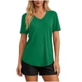 thumbnail image 1 of XPMWRP Soft Workout Tops for Women Short Sleeve V Neck Moisture Wicking UPF 50+ Sun Protection Quick Dry Gym Shirts Green M, 1 of 7