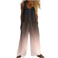 thumbnail image 1 of XPMWRP Summer Linen Jumpsuits for Women Button Down Sleeveless Casual Jumpers Loose Wide Legs Rompers Overalls with Pockets Pink XL, 1 of 5