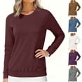 thumbnail image 1 of XPMWRP Sweatshirt for Women Oversized Crewneck Long Sleeve Basic Loose Pullover Top Fall Fashion Solid Color Soft Clothes Wine L, 1 of 7
