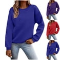 thumbnail image 1 of XPMWRP Sweatshirts for Women Crewneck Long Sleeve Loose Fit Tops Solid Color Cute Pullover Fall Winter Fashion Clothes Red M, 1 of 7