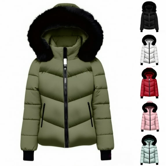 XPMWRP Waterproof Puffer Jacket Womens Quilted Thicken Warm Winter Coats with Detachable Hood & Collar Windproof Jackets Casual Outwear Clothing Black S
