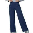 thumbnail image 1 of XPMWRP Wide Leg Jeans for Women High Waisted Stretchy Baggy Denim Pants Trendy Tummy Control Straight Leg Bootcut Pants Blue M, 1 of 9