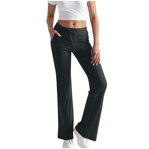 XPMWRP Women Low Rise Button Split Hem Flare Pants Soft Stretch Slim Bootcut Casual Streetwear Trousers Multiple Solid Colors Dark Gray S