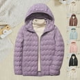 thumbnail image 1 of XPMWRP Women Qulited Puffer Hooded Jacket Fashion Long Sleeve Zip Up Trendy Warm Coats Winter Lightweight Outerwear Black XL, 1 of 6