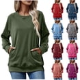 thumbnail image 1 of XPMWRP Women Raglan Long Sleeve Round Neck Sweatshirts Cute Loose Fit Lightweight Pullover Tops with Side Pockets Wine S, 1 of 6
