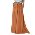 thumbnail image 1 of XPMWRP Women's 2026 Summer Wide Leg Palazzo Pants High Waisted Flowy Pockets Spring Casual Lounge Boho Beach Trousers Khaki L, 1 of 7