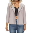 thumbnail image 1 of XPMWRP Women's 3/4 Sleeve Blazer Open Front Solid Color Jacket Business Casual Lightweight Suit Fall Winter Clothes Gray XXXXL, 1 of 5