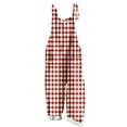 thumbnail image 1 of XPMWRP Women's Bib Jumpsuit Fashion Plaid Print Plus Size Sleeveless Lace up Loose Comfy Oversized Romper Playsuit Overalls Wine XXL, 1 of 5
