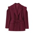 thumbnail image 1 of XPMWRP Women's Blazers Business Dressy Evening Party Coats Long Sleeve Open Front Lapel Suit Jackets Work Blazer with Pockets Red L, 1 of 3