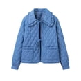 thumbnail image 1 of XPMWRP Women's Bow Tie Front Quilted Jackets Oversized Lapel Cute Loose Coats Long Sleeve Solid Color Winter Soft Warm Coats with Pockets Blue S, 1 of 8