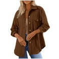 thumbnail image 1 of XPMWRP Women's Button Down Textured Coat Long Sleeve Lapel Solid Color Casual Jacket Fall Winter Fashion Loose Clothes with Pockets Brown XXL, 1 of 7