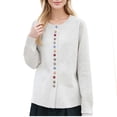 thumbnail image 1 of XPMWRP Women's Button Knit Solid Color Jackets Long Sleeves Lightweight Fashion Coats Fall Winter Trendy Clothes Beige M, 1 of 2