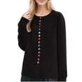 thumbnail image 1 of XPMWRP Women's Button Knit Solid Color Jackets Long Sleeves Lightweight Fashion Coats Fall Winter Trendy Clothes Black XXL, 1 of 2