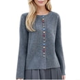 thumbnail image 1 of XPMWRP Women's Button Knit Solid Color Jackets Long Sleeves Lightweight Fashion Coats Fall Winter Trendy Clothes Gray XXL, 1 of 2