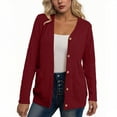 thumbnail image 1 of XPMWRP Women's Cable Knit Cardigan Chunky Long Sleeve Open Front Button Down Sweater with Pockets Fall Winter Clothing Outerwear Pocket Red XL, 1 of 4