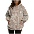 thumbnail image 1 of XPMWRP Women's Camo Hoodies Sports Sweatshirts Leaf Graphic Print Oversized Fleece Pullover Long Sleeve Fall Winter Sweatshirts with Pocket Red S, 1 of 4