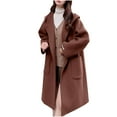 thumbnail image 1 of XPMWRP Women's Cardigan Solid Color Hooded Trench Coats Oversized Fleece Trendy Jackets Long Sleeve Winter Warm Casual Jackets with Pockets Brown S, 1 of 3