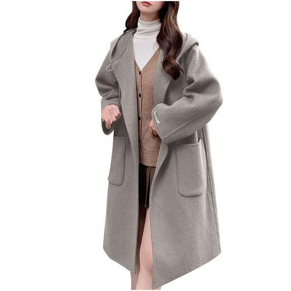 XPMWRP Women's Cardigan Solid Color Hooded Trench Coats Oversized Fleece Trendy Jackets Long Sleeve Winter Warm Casual Jackets with Pockets Yellow L