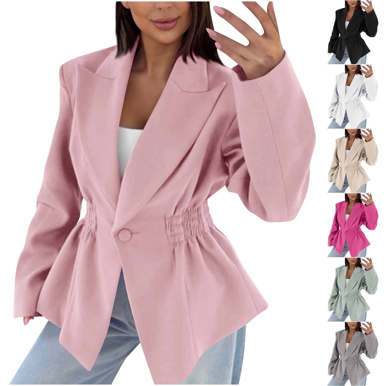 XPMWRP Women's Casual Blazers Open Front Long Sleeve Work Office Suit ...