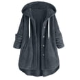 thumbnail image 1 of XPMWRP Women's Casual Button Hooded Jacket Long Sleeve Winter Coat Comfortable Fabric for Daily Casual Outdoor Activities Fashionable Outerwear with Pockets Blue XXXXXL, 1 of 9