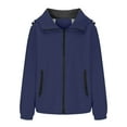 thumbnail image 1 of XPMWRP Women's Casual Hooded Zipper Jacket Long Sleeve Outwear Drawstring Coat Comfortable Lightweight Fashionable Fall Winter Daily Wear Blue XXXXXL, 1 of 5