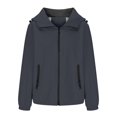 thumbnail image 1 of XPMWRP Women's Casual Hooded Zipper Jacket Long Sleeve Outwear Drawstring Coat Comfortable Lightweight Fashionable Fall Winter Daily Wear Gray XL, 1 of 5