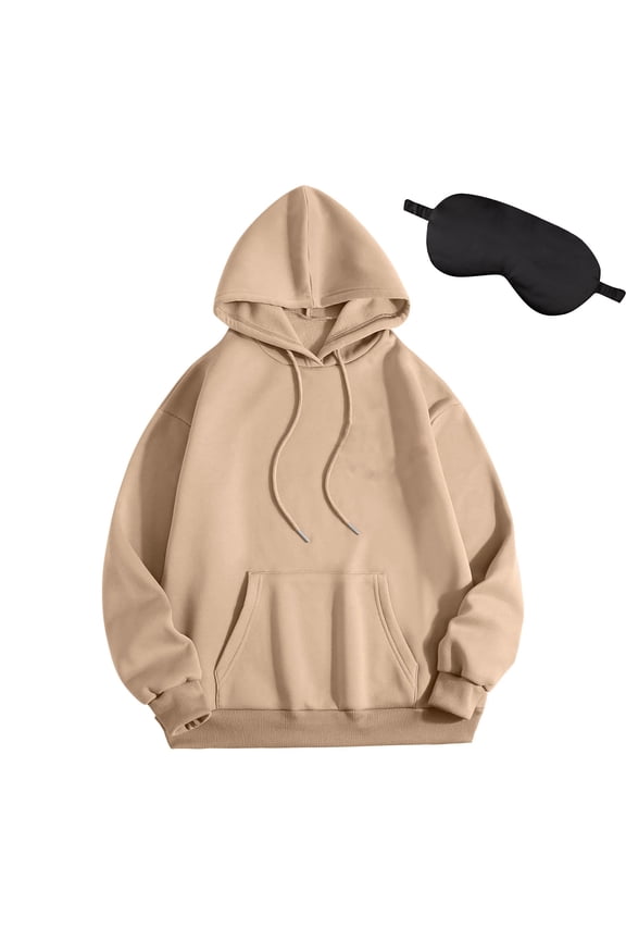 Women's Casual Hoodies Sweatshirts Long Sleeve Solid Color Pullover Tops Winter Fall Clothes With Face Mask and Pockets Yellow S