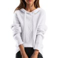thumbnail image 1 of XPMWRP Women's Casual Solid Color Knitted Hoodies Long Sleeve Trendy Oversized Sweater Solid Pullover Knitwear Shirt Tops White XL, 1 of 4
