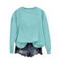 thumbnail image 1 of XPMWRP Women's Casual Solid Color Sweatshirt Crew Neck Cute Long Sleeve Pullover Loose Fit Tops Fall Winter Fashion Clothes Green L, 1 of 7