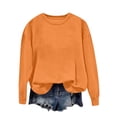 thumbnail image 1 of XPMWRP Women's Casual Solid Color Sweatshirt Crew Neck Cute Long Sleeve Pullover Loose Fit Tops Fall Winter Fashion Clothes Orange XL, 1 of 7