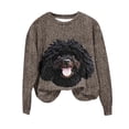 thumbnail image 1 of XPMWRP Women's Christmas Dog 3D Print Crewneck Sweatshirts Thick Needle Long Sleeve Pullover Fall Winter Loose Casual Clothes Brown L, 1 of 4