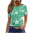thumbnail image 1 of XPMWRP Women's Classic Floral T Shirts Casual Short Sleeve Crew Neck Basic Tee Loose Fit Summer Top for Daily Wear Green S, 1 of 5