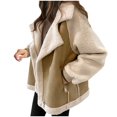 thumbnail image 1 of XPMWRP Women's Color Blocked Fleece Lined Jackets Notched Lapel Long Sleeve Trendy Coat Winter Warm Casual Zip Jackets Yellow XXXL, 1 of 2