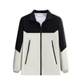 thumbnail image 1 of XPMWRP Women's Color Blocked Windproof Jacket Long Sleeved Zipper Casual Lapel Coats Warm Winter Trendy Clothes with Pockets White XXL, 1 of 6