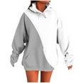 thumbnail image 1 of XPMWRP Women's Color Blocking Printed Hoodies Sweatshirts Trendy Long Sleeve Oversized Pullover Comfy Fall Winter Warm Outfits with Pocket Gray L, 1 of 5