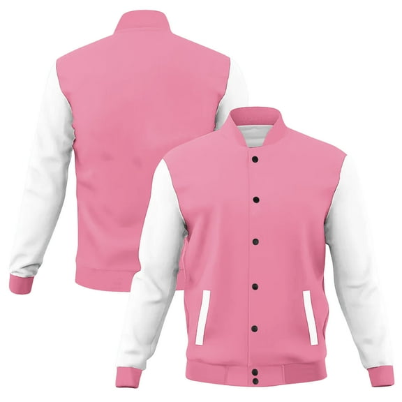 XPMWRP Women's Colorblock Button Jacket Loose Casual Long Sleeve Coat Outerwear Lightweight Fall Winter Trendy Jacket with Pockets Pink XL