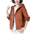 thumbnail image 1 of XPMWRP Women's Corduroy Hooded Jackets Thick Fleece Long Sleeve Solid Color Coats Winter Soft Warm Trendy Zipper Coats with Pockets Brown XXL, 1 of 5