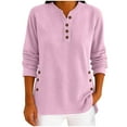 thumbnail image 1 of XPMWRP Women's Corduroy Long Sleeve Shirts Casual Button Down V Neck Henley Tops Fashion Ribbed Knit Loose Pullover Sweaters Pink XL, 1 of 8