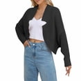 thumbnail image 1 of XPMWRP Women's Cropped Crochet Cardigan Coats Batwing Long Sleeve Knit Open Front Solid Color Fashion Jackets Black L, 1 of 8
