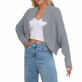 thumbnail image 1 of XPMWRP Women's Cropped Crochet Cardigan Coats Batwing Long Sleeve Knit Open Front Solid Color Fashion Jackets Gray M, 1 of 8