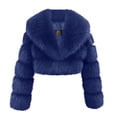 thumbnail image 1 of XPMWRP Women's Cropped Faux Fur Jacket Long Sleeve Plush Solid Color Jacket Zip Up Fuzzy Winter Warm Jackets Blue L, 1 of 5