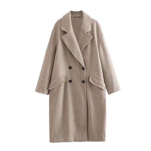 XPMWRP Women's Double Breasted Loose Coat Long Sleeve Casual Jacket Soft Comfortable Fashionable Outerwear Winter Warm Trendy Loose Coat with Pockets Yellow M