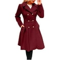 thumbnail image 1 of XPMWRP Women's Double Breasted Mid Long Trench Coat Classic Lapel Windproof Overcoat Solid Color Fall Winter Fashion Jackets with Pockets Red XL, 1 of 6