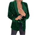 thumbnail image 1 of XPMWRP Women's Double Breasted Sparkle Sequins Coats Notch Lapel Trendy Style Jacket Long Sleeves Prom Coat with Pockets Green L, 1 of 6