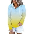 thumbnail image 1 of XPMWRP Women's Drawstring Gradient Hoodies Sweatshirt Fall Winter Long Sleeve Button Down Pullover Sweatshirts With Pockets Blue L, 1 of 6