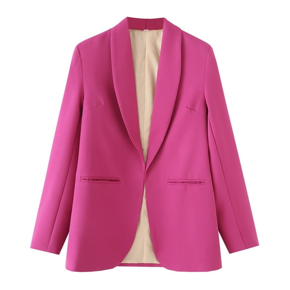 XPMWRP Women's Dressy Business Casual Blazer Work Office Cardigan Jacket Fall Winter Elegant Open Front Long Sleeve Suit Coats Pink L