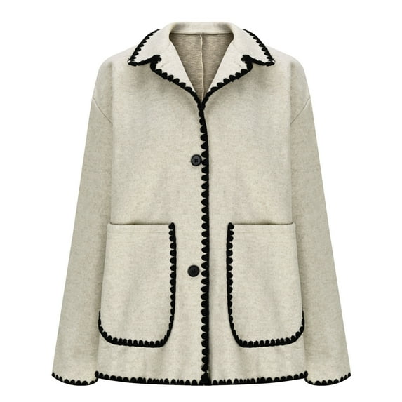 XPMWRP Women's Fashionable Loose Contrasting Color Medium Long Solid Color Jackets Elegant Slim Business Casual Knit Blazer Jackets Khaki XXL