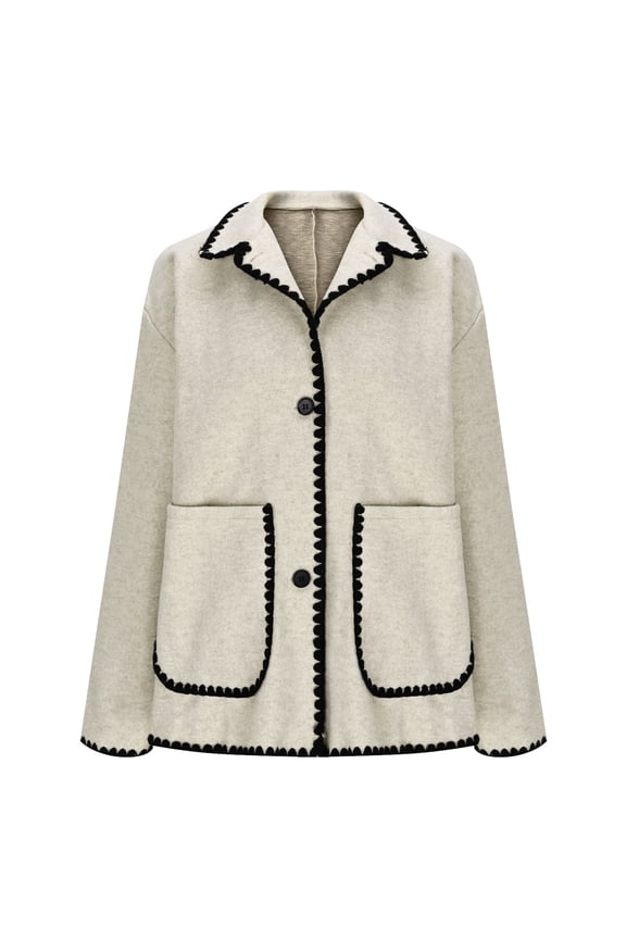 Women's Fashionable Loose Contrasting Color Medium Long Solid Color Jackets Elegant Slim Business Casual Knit Blazer Jackets Khaki XXL